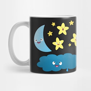 Cute singing stars, moon and cloud cartoon Mug